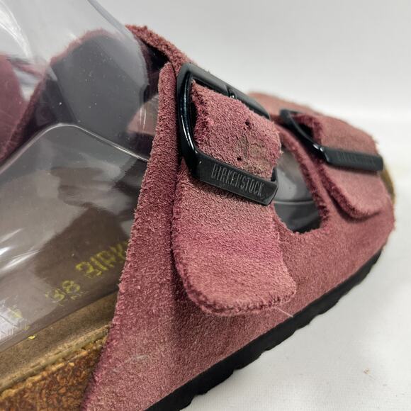 BIRKENSTOCK Sandals 38 L7 M5 Arizona Velvety Suede Leather Zinfandel Red - Picture 12 of 15